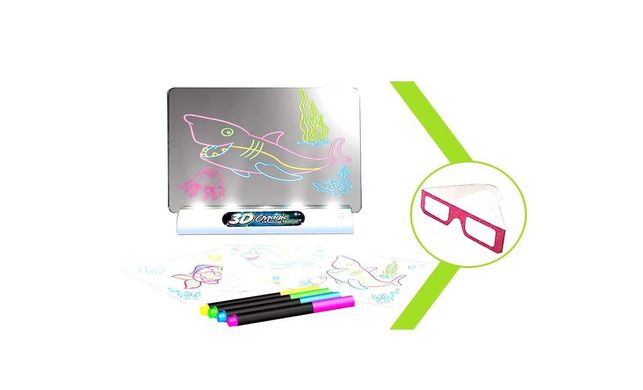Электронная доска для рисования SUNROZ 3D Magic Drawing Board Морской стиль с подсветкой и 3Д эффектом