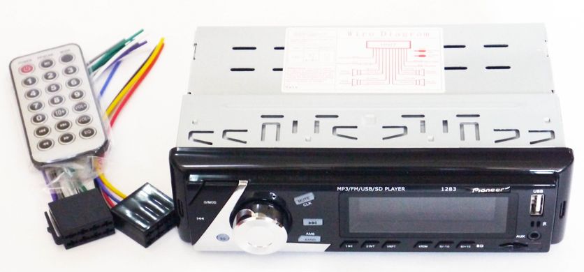 Магнітола в машину 1283 ISO - MP3+FM+USB+microSD-карта, Черный