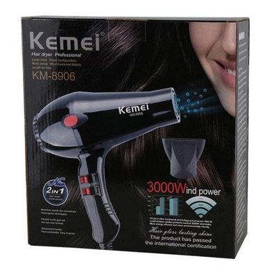 Профессиональный фен для волос Kemei KM-8906, 3000 W, Черный