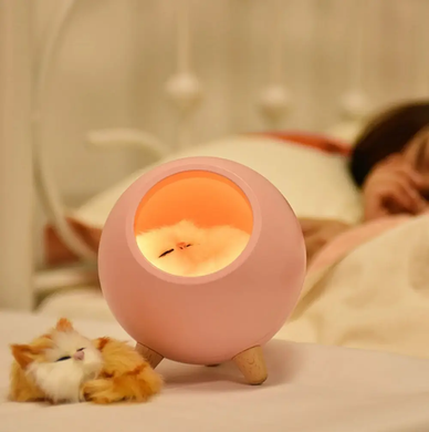 Дитячий настільний нічник будиночка з регулюванням яскравості Сплячий кіт