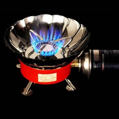 Портативная туристическая газовая плита Kovar K-203 с ветрозащитой и пьезоподжигом, Красный