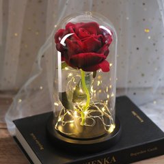 Роза в стеклянной колбе с подсветкой Love Stories Roses, 21 см, красная