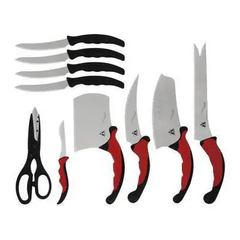 Набор кухонных ножей Contour Pro Knives 11 предметов (10 ножей + CY-607 магнитная рейка) , Красный
