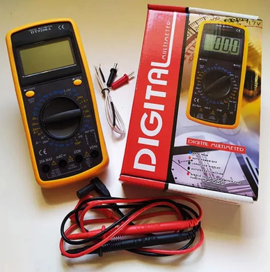 Мультиметр цифровий тестер з дисплеєм Digital Multimeter DT9208A термопара, Жовтий