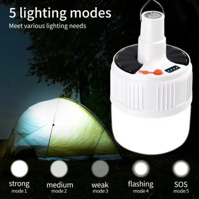 Кемпинговая лампа с крючком и АКБ и солнечной панелью SL-24 | Светильник на улицу | Лампа в палатку, Белый