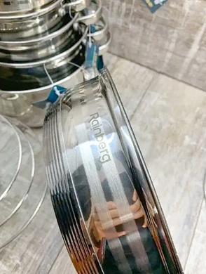Набір кухонного посуду Rainberg RB-601 каструлі з нержавіючої сталі, 12 предметів, Сріблястий