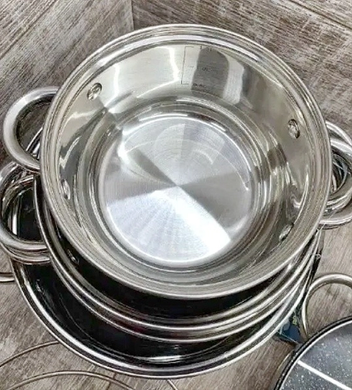 Набор кухонной посуды Rainberg RB-601 кастрюли из нержавеющей стали, 12 предметов, Серебристый