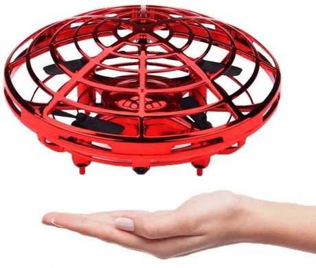 Квадрокоптер мини "Летающая тарелка" ручной дрон UFO, Голубой
