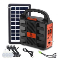 Фонарь Easy Power EP-396 Bluetooth с солнечной панелью/радио/MP3 плеер/функцией повербанка и 3 лампочками Черно-оранжевый