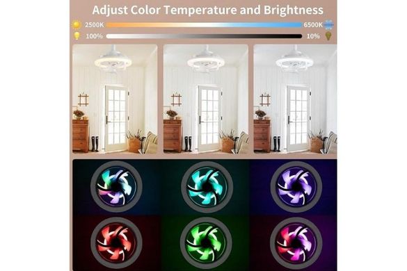 Лампа - вентилятор в патрон+пульт LED AROMATHERAPY FAN LIGHT CHP-008 RGB 2835RGB