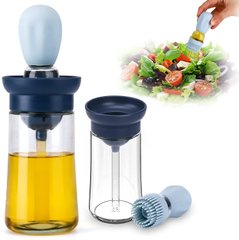 Стеклянный дозатор оливкового масла с щеткой 630мл 2 в 1, силиконовая капельница для измерения бутылки для приготовления пищи и щетка для выпечки