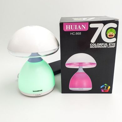 Детский ночник лампа Грибок 7 LED цветов аккумуляторный USB светильник игрушка HUIAN 7C LAMP HC-868, Белый