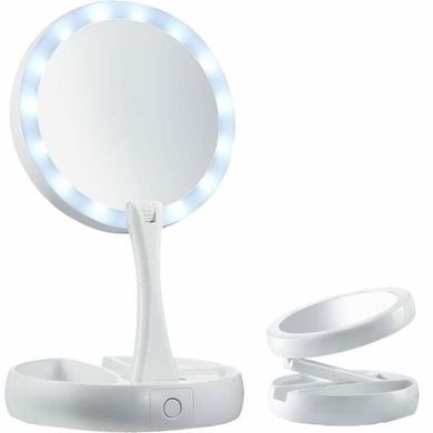 Настільне дзеркало для макіяжу Mirror c LED підсвічуванням складане кругле Біле, Білий