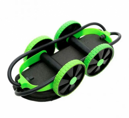 Роликовый фитнес тренажер для пресса и тела Revoflex спортивное фитнес колесо для дома, Черно-зелёный