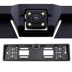 Камера заднего вида в авто номерной рамке с 4 LED подсветкой Black!, Черный