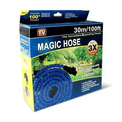Шланг садовый поливочный Magic Xhose 60 м с распылителем растягивающийся, Темно-синий
