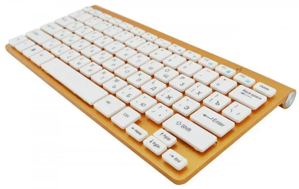 Ультратонкая беспроводная клавиатура KeyBoard + Мышка Wireless ART-5263/902, Золотистый