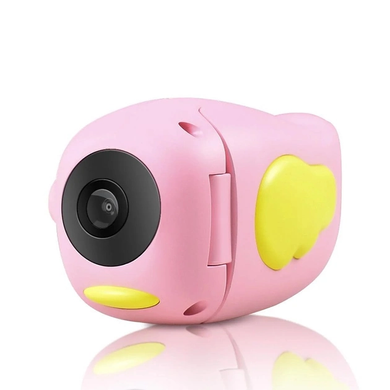 Дитячий фотоапарат Kids game cam А100 Рожевий з жовтим відеокамера для фотозйомки та відео з мікрофоном, Рожевий