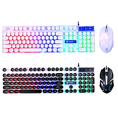 Комплект игровой клавиатуры и мыши с подсветкой FOREV FV-Q90 / Проводная Игровая клавиатура с клавишей FN Tombol, Разноцветный