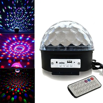 Світлодіодний диско шар MP3 плеєром і флешкою+пульт, Черный