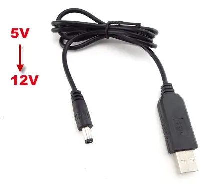 USB кабель питания (DC 5.5 x 2.1 мм.) c преобразователем 5v на 12v для роутеров