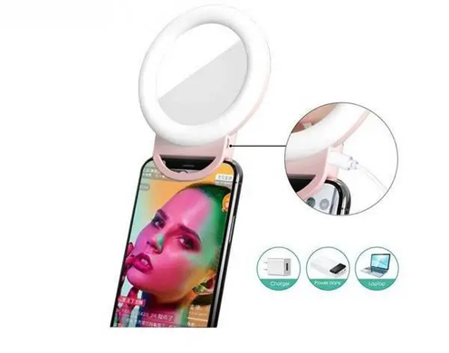 Кільцева селфі лампа із дзеркалом Selfie Ring Light , Білий