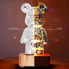 Кришталевий 3D ведмедик феєрверк ведмідь Bearbick декоративний скляний нічник світлодіодний світильник 16 кольорів LED на акумуляторі