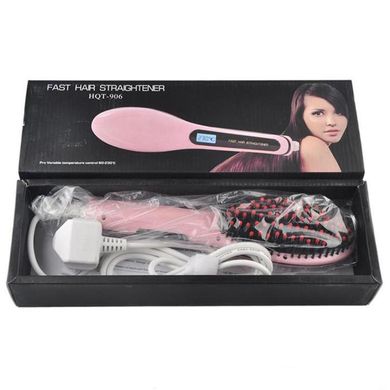Електричний гребінець-випрямляч Fast Hair Straightener HQT-906, Рожевий