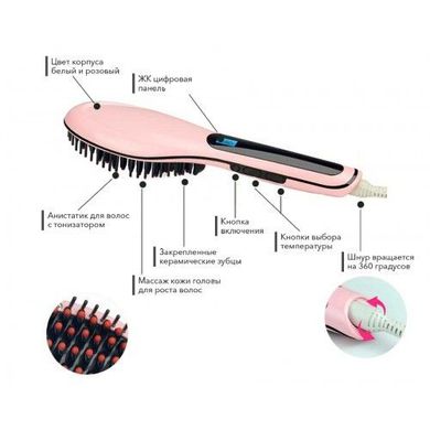 Электрическая расческа-выпрямитель Fast Hair Straightener HQT-906, Розовый