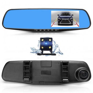 Видеорегистратор зеркало с камерой заднего вида 2 камеры Vehicle Blackbox DVR Plus Full HD, Черный