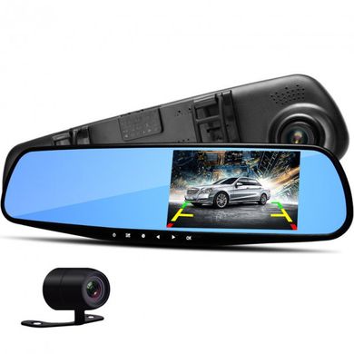 Видеорегистратор зеркало с камерой заднего вида 2 камеры Vehicle Blackbox DVR Plus Full HD, Черный