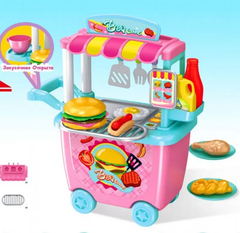 Детский игровой набор Happy Chef / Детская Закусочная с тележкой, Розовый