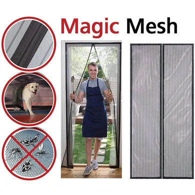 Антимоскітна сітка на магнітах Magic Mesh 210х100 см / Москитна штора на двері / Захисна шторка від комарів, Черный