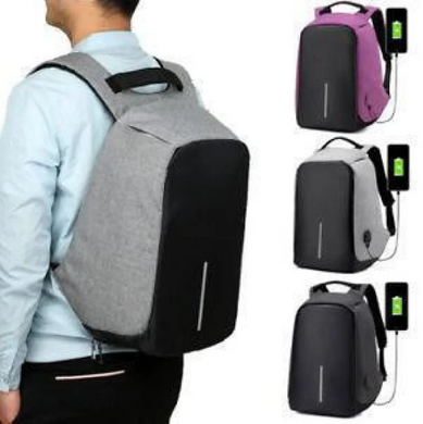 Городской рюкзак антивор под ноутбук 15,6" Бобби Bobby с USB Серый