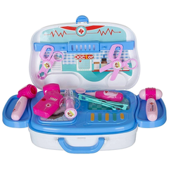 Детский чемоданчик "HAPPY DOCTOR", детский игровой набор доктора в чемоданчике на колесах, Голубой