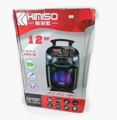 Колонка портативная акустическая KIMISO QS-1203 BT (12"BASS) | Bluetooth колонка | Колонка для музыки