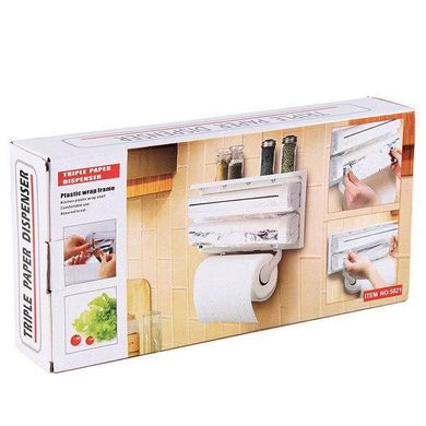 Кухонный диспенсер для пленки, фольги и полотенец Kitchen Roll Triple Paper Dispenser, держатель полотенец