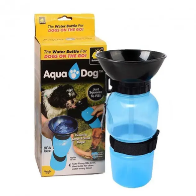 Дорожная бутылка - поилка для собак Aqua Dog 550 мл Blue с чашей для воды FS, Разноцветный