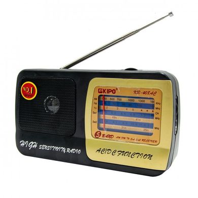 Міні радіоприймач Kipo KB-408AC FM/AM/SW приймач радіо з гарним прийомом, Черный