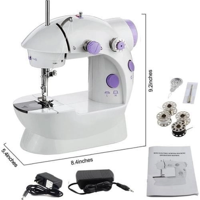 Швейная машина Mini Sewing Machine SM-201 с педалью и адаптером, машинка для шитья, Белый