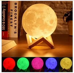 Настольный светильник на аккумуляторе 15 см Magic 3D Moon Light RGB Луна с пультом на аккумуляторе, Белый