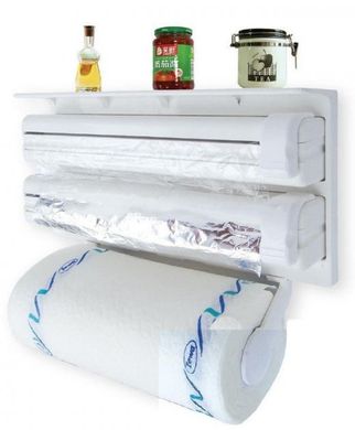 Кухонный диспенсер для пленки, фольги и полотенец Kitchen Roll Triple Paper dispenser, держатель для полотенец, Белый