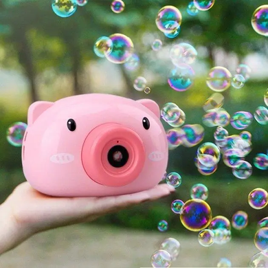 Дитячий фотоапарат мильні бульки Хрюшка Bubble Camera. Генератор мильних бульбашок, Рожевий