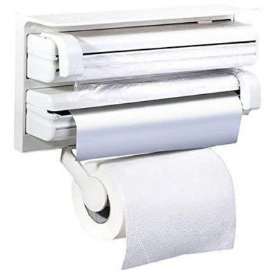 Кухонный диспенсер для пленки, фольги и полотенец Kitchen Roll Triple Paper dispenser, держатель для полотенец, Белый