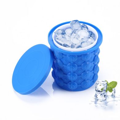Силиконовая форма ведро для льда с крышкой NAZIM вертикальный двухкамерный стакан для производства льда и охлаждения бутылок и напитков, Синий