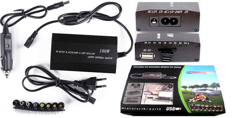 Універсальний адаптер / Зарядний пристрій для ноутбука 12-24В, Черный