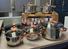Набір кухонного посуду з нержавіючої сталі Yimattel 12 предметів з індукційним дном