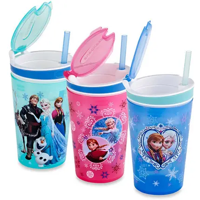 Кружка непроливайка Frozen Disney | дитячий склянку - контейнер з трубочкою, Разноцветный