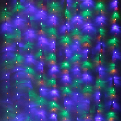 Гірлянда водоспад 3х2м 400 Led Мультицвет Новорічна світлодіодна штора з ефектом дощу на вікно та стіну 400M