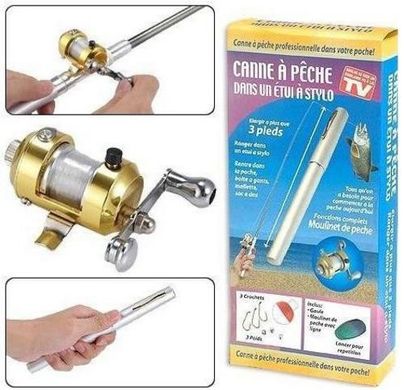 Складная походная мини-удочка Fishing Rod In Pen Case, удочка ручка с катушкой